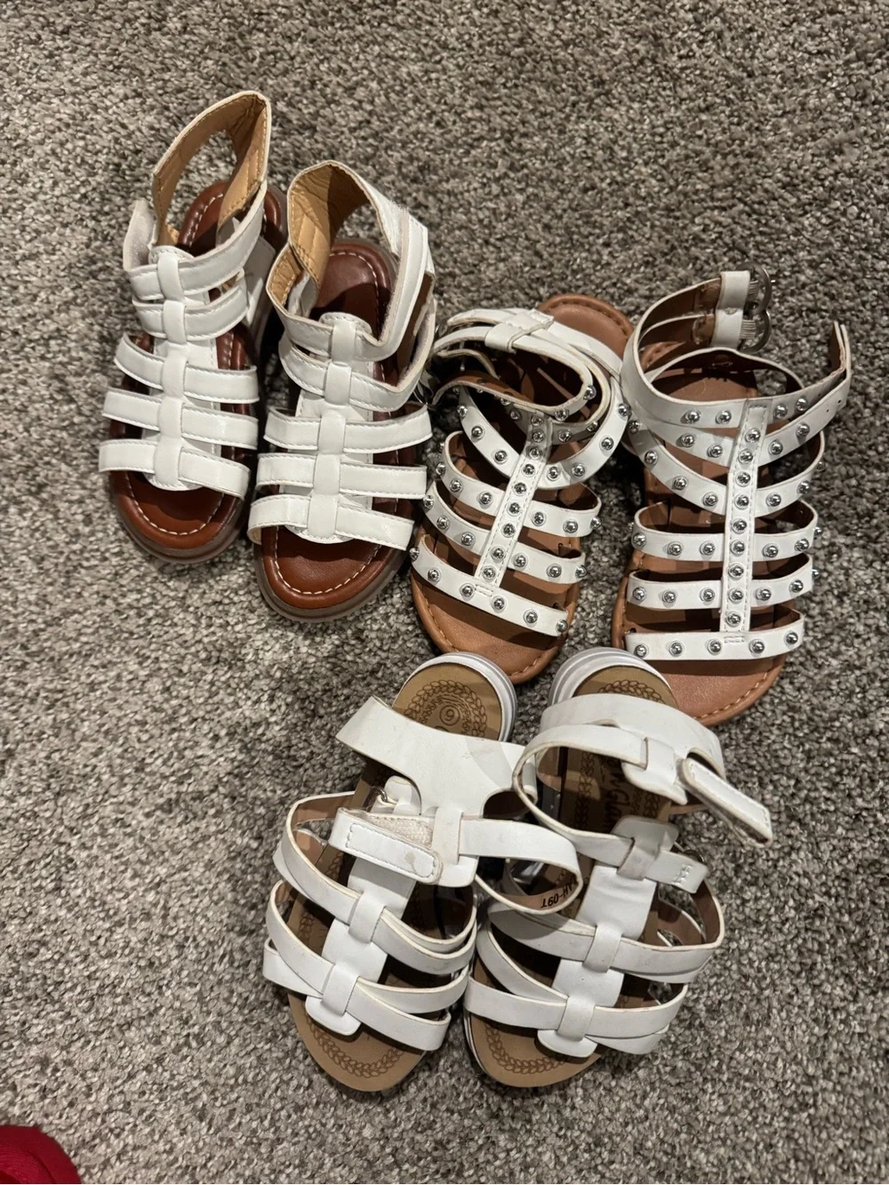 Kids White Gladiator Sandals with Stud Details - Brand